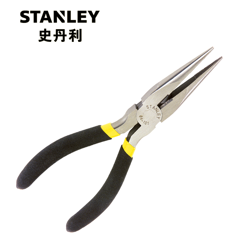 史丹利(Stanley)黑色双塑柄尖嘴钳