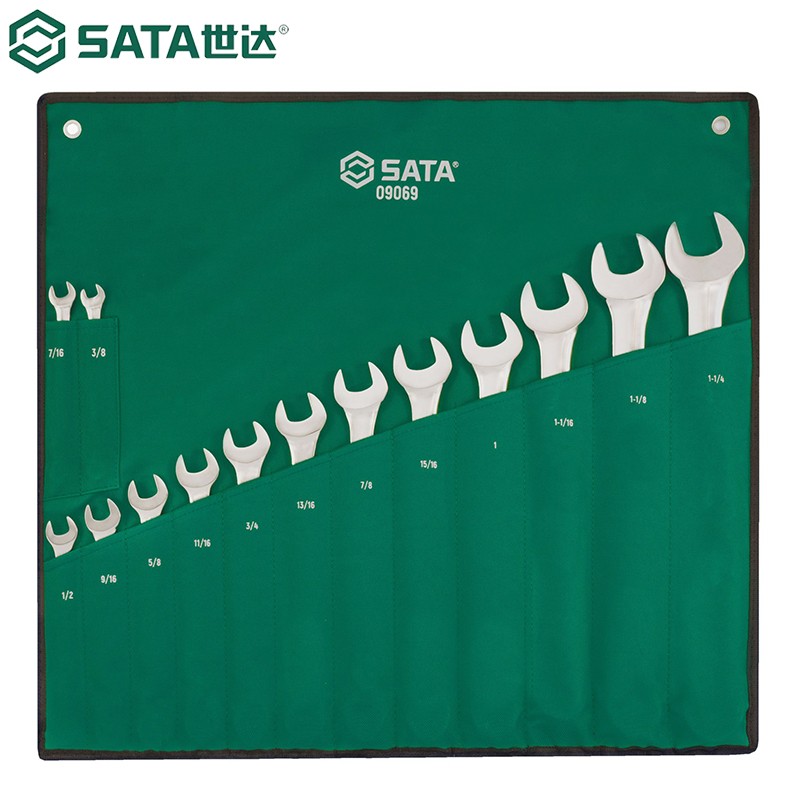 世达(Sata)14件英制全抛光两用扳手组套