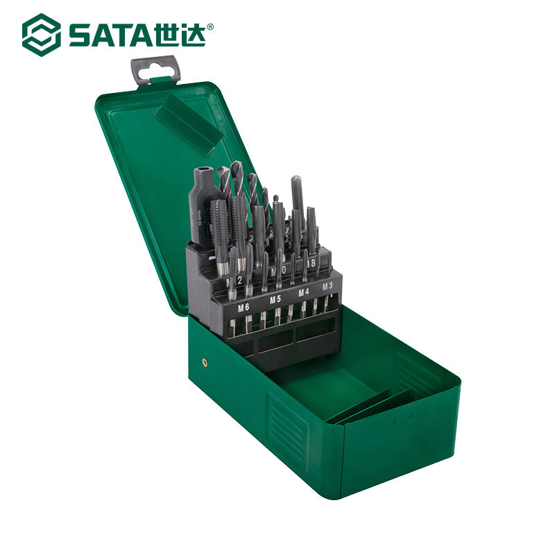 世达(Sata)22件高速钢粗牙丝锥麻花钻组套