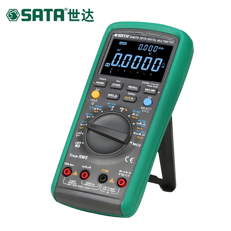 世达(Sata)黑晶高亮智能真有效值万用表